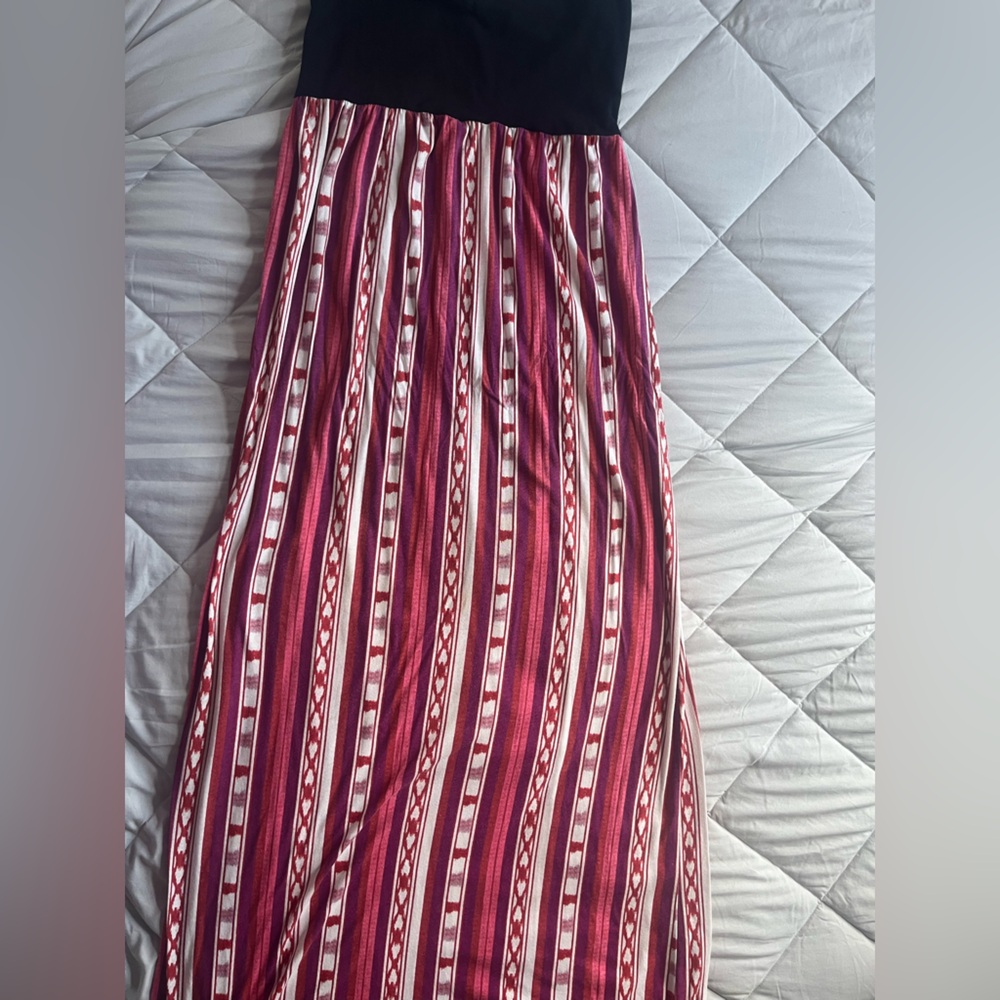 Roxy Pink & White Striped strapless dress